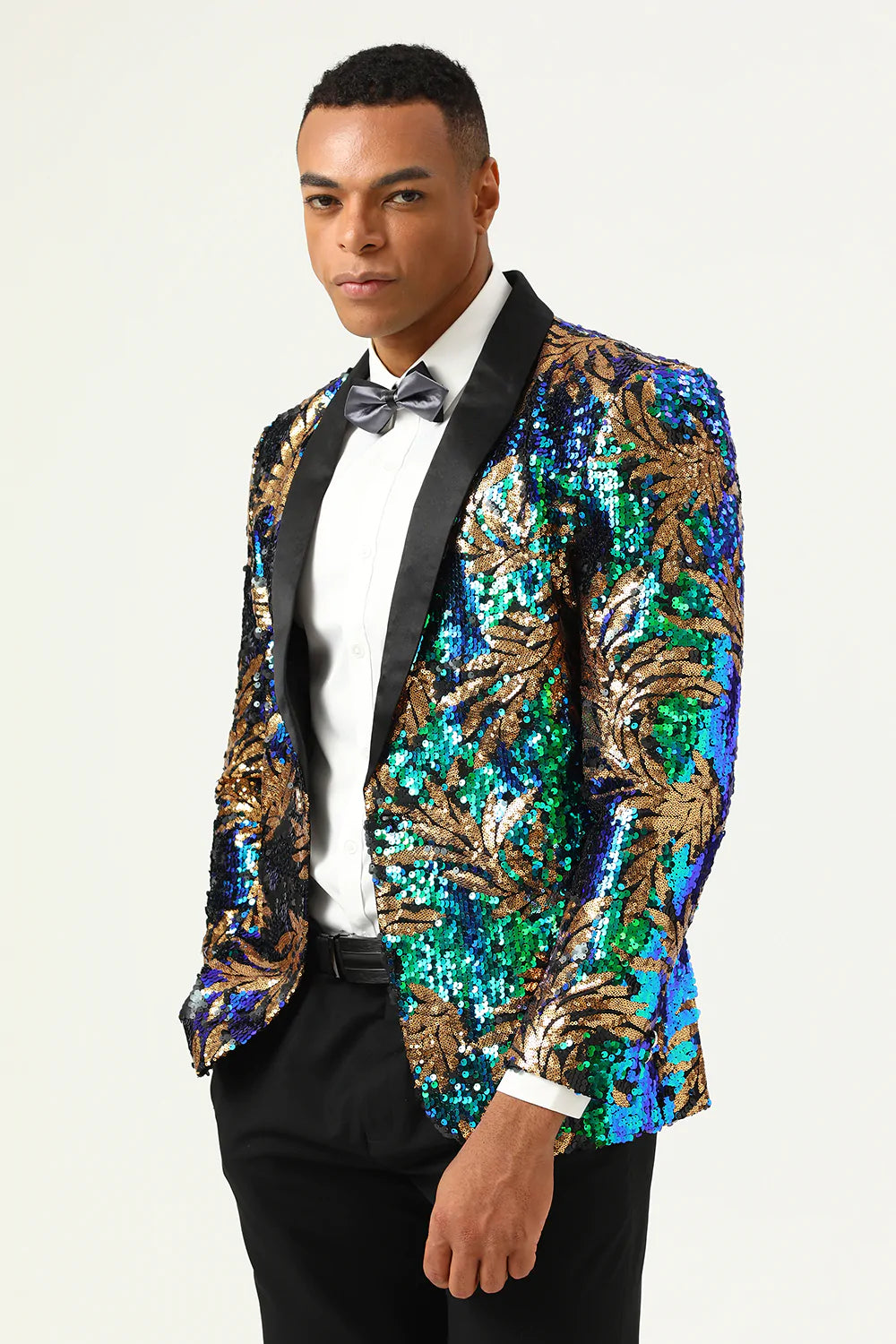 Paillettes vert foncé scintillantes Blazer de bal pour hommes