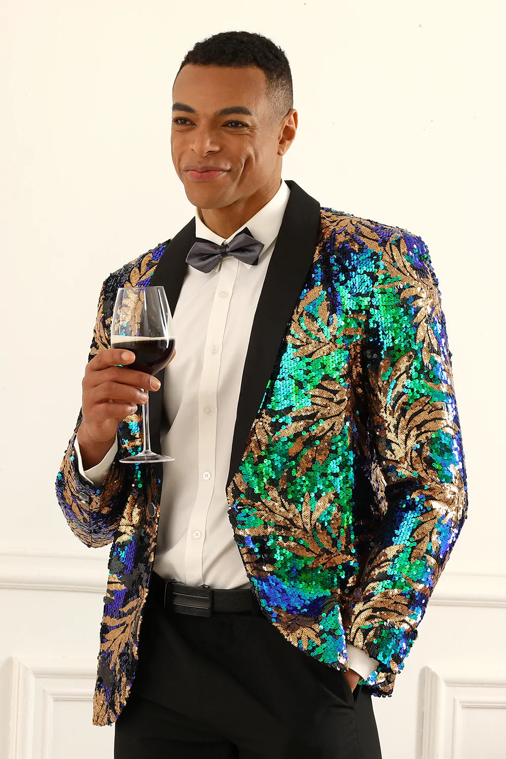 Paillettes vert foncé scintillantes Blazer de bal pour hommes