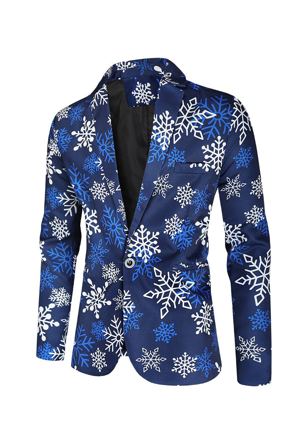 Blue Snowflake imprimé 3 pièces costumes de fête de Noël pour hommes