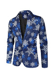 Blue Snowflake imprimé 3 pièces costumes de fête de Noël pour hommes