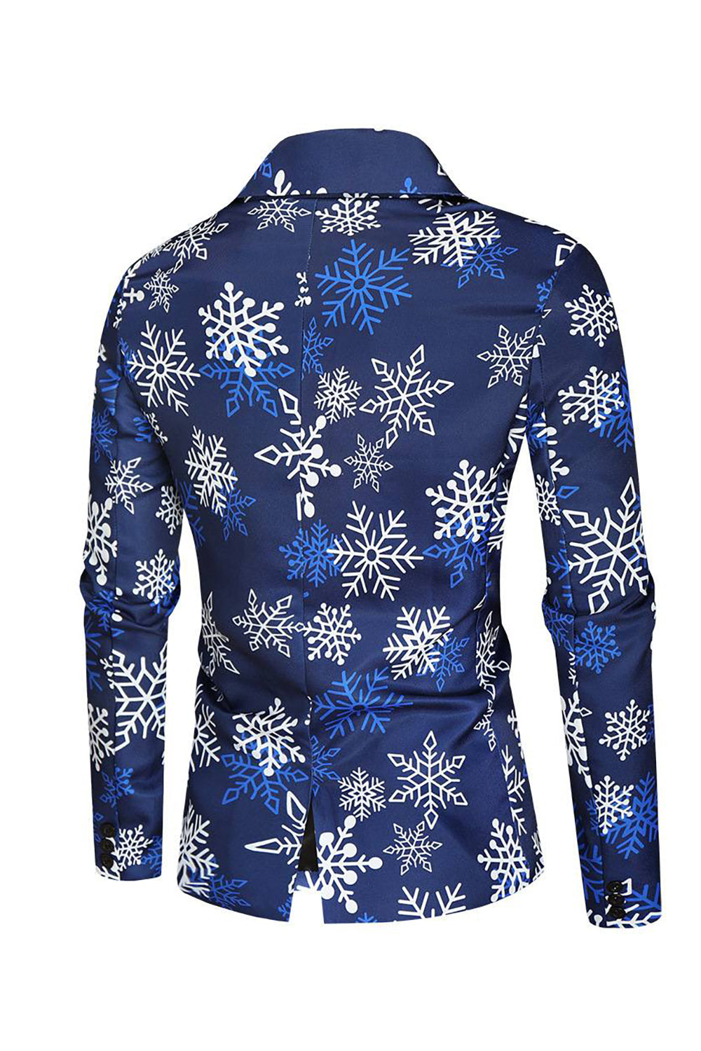 Blue Snowflake imprimé 3 pièces costumes de fête de Noël pour hommes