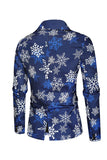 Blue Snowflake imprimé 3 pièces costumes de fête de Noël pour hommes