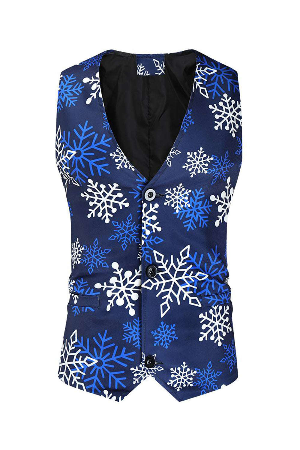 Blue Snowflake imprimé 3 pièces costumes de fête de Noël pour hommes