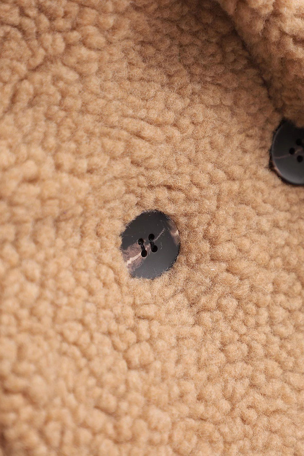 Marron Revers Entonné Long Manteau en laine teddy