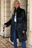 Manteau shearling noir en fausse fourrure avec ceinture