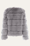 Gris Moelleux Cropeed Shawl Lapel Fausse Fourrure Shearling Manteau