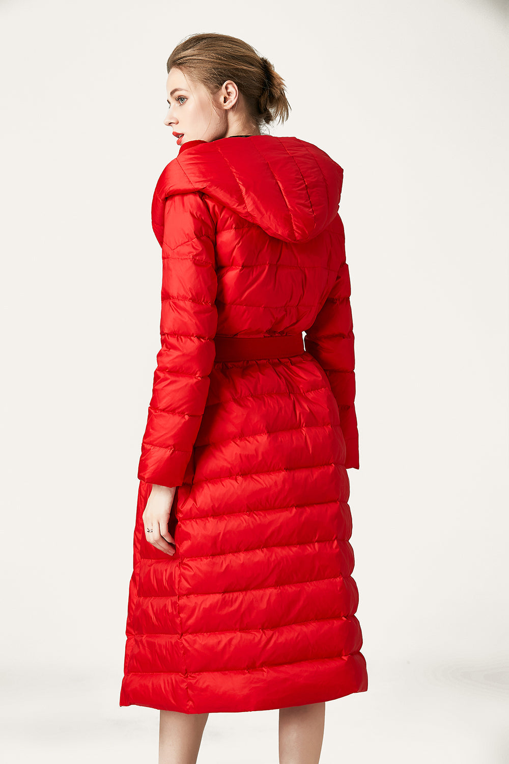 Veste Puffer matelassée à bouton noir avec capuche en fausse fourrure