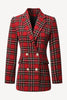 Charger l&#39;image dans la galerie, Plaid Rouge Tweed Double Poitrine Femmes Blazer