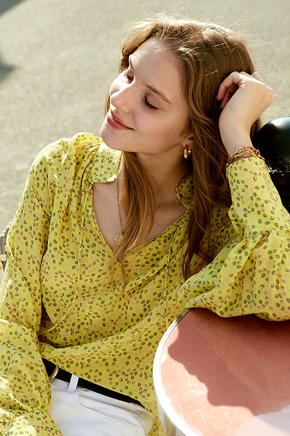 Chemisier en soie surdimensionné en soie jaune