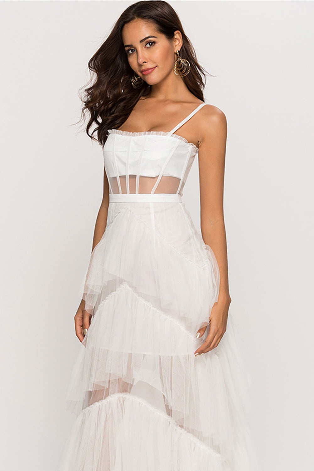 Corset noir Tulle long robe longue robe