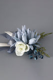 Corsage de poignet bleu gris et hommes boutonnière ensemble pour la fête de mariage de bal