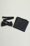 Noir Jacquard Satin Nœud Papillon Pocket Set