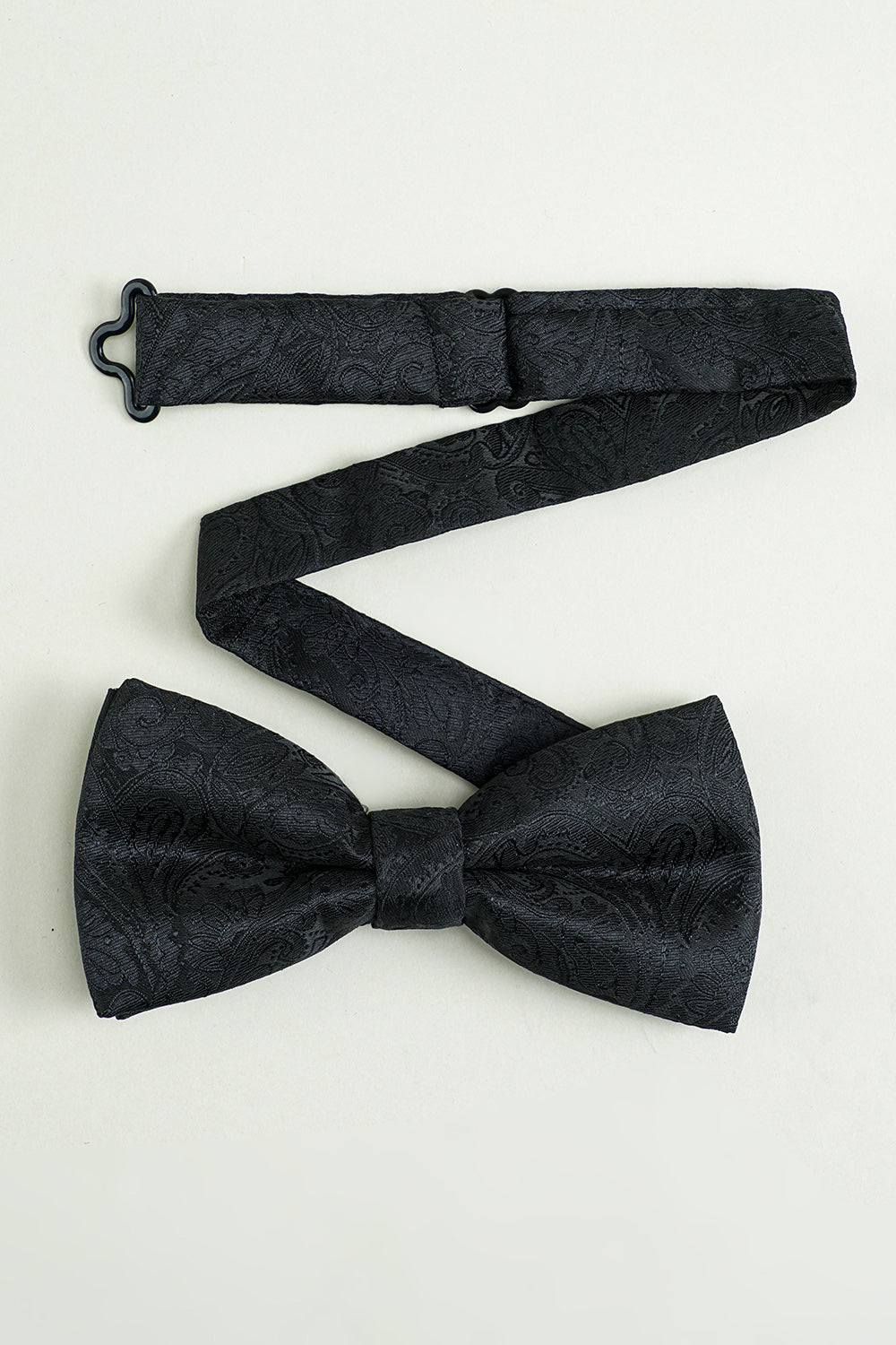 Noir Jacquard Satin Nœud Papillon Pocket Set