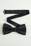 Noir Jacquard Satin Nœud Papillon Pocket Set
