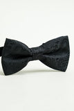 Noir Jacquard Satin Nœud Papillon Pocket Set