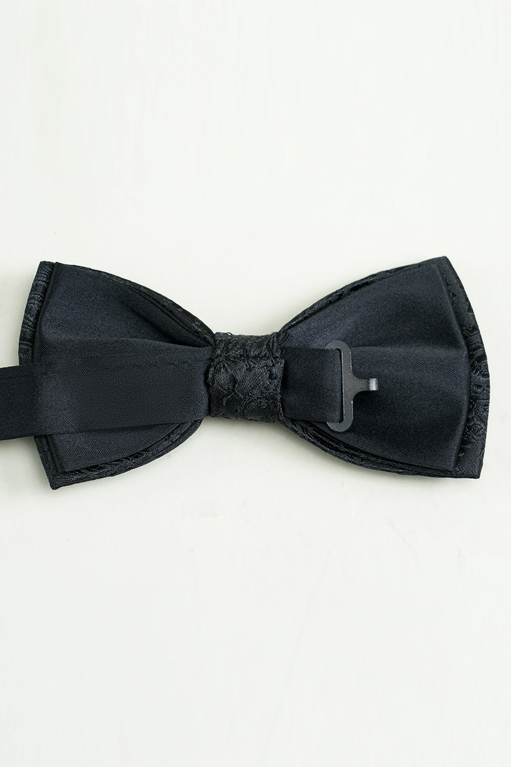 Noir Jacquard Satin Nœud Papillon Pocket Set