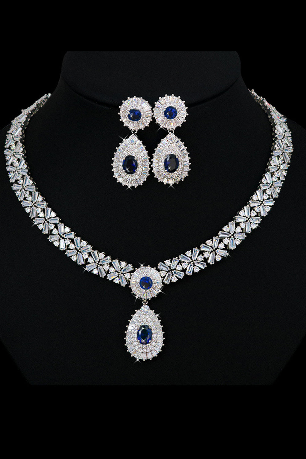 Royal Blue Crystal Collier Boucle d’oreille Ensemble de bijoux
