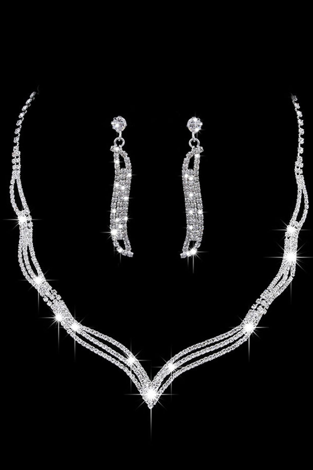Collier en cristal d’argent Boucles d’oreilles Ensemble de bijoux