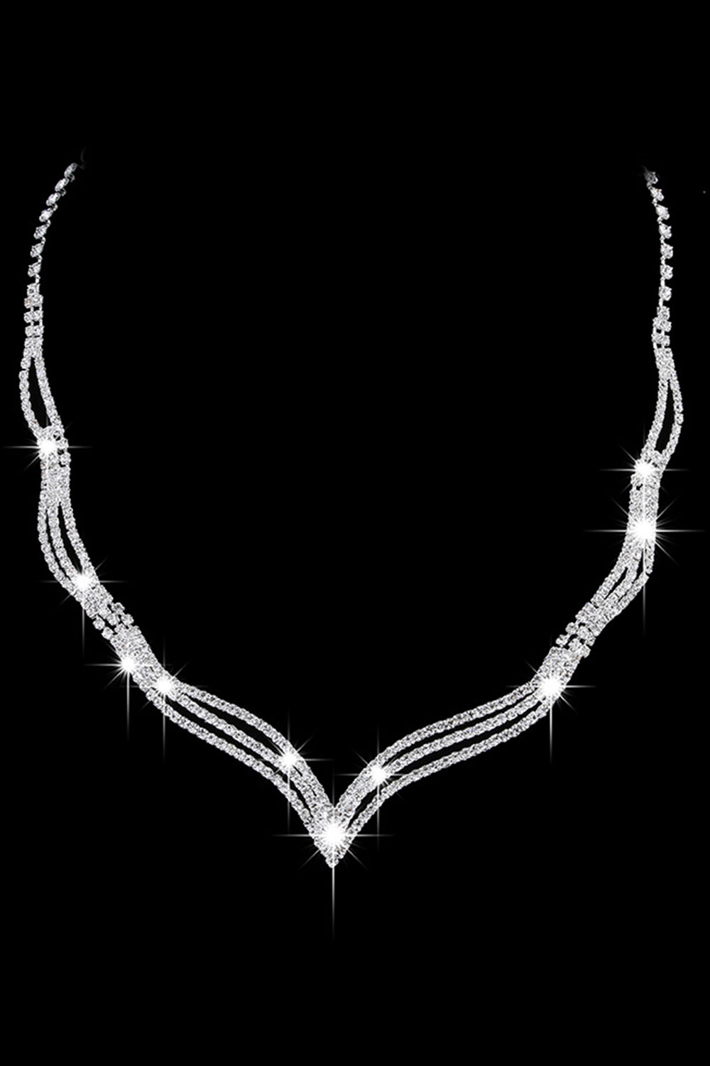 Collier en cristal d’argent Boucles d’oreilles Ensemble de bijoux