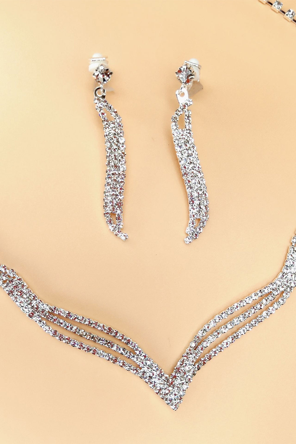 Collier en cristal d’argent Boucles d’oreilles Ensemble de bijoux