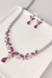 Royal Blue Butterfly Crystal Drop Boucles d’oreilles Collier Bijoux Set