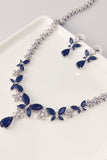 Royal Blue Butterfly Crystal Drop Boucles d’oreilles Collier Bijoux Set
