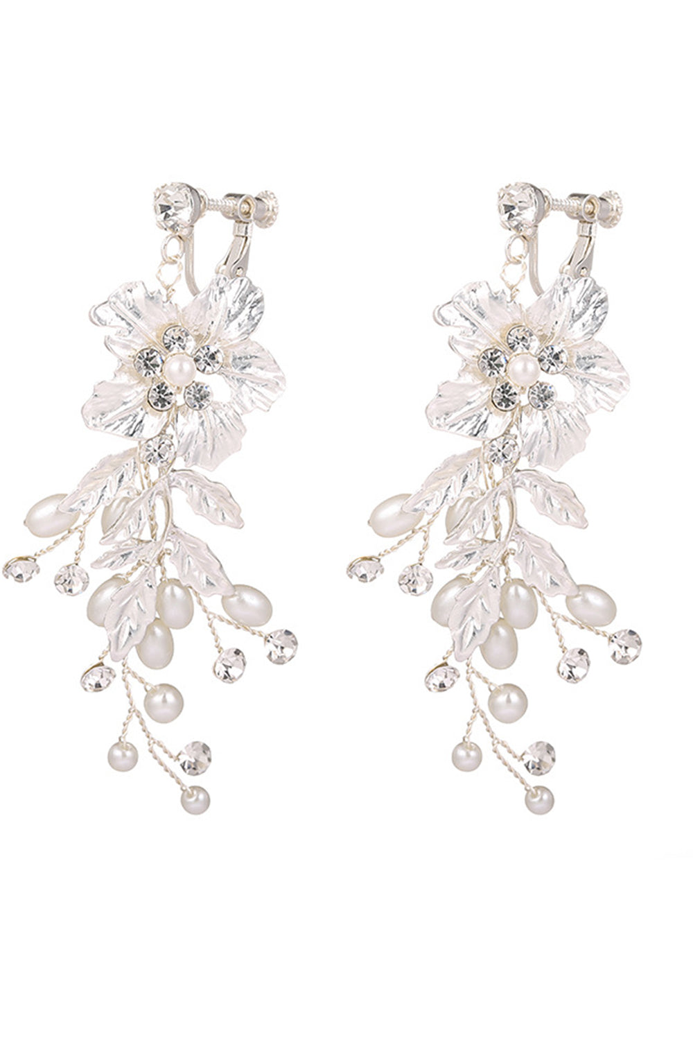 Clip d’oreille de mariée à fleur blanche