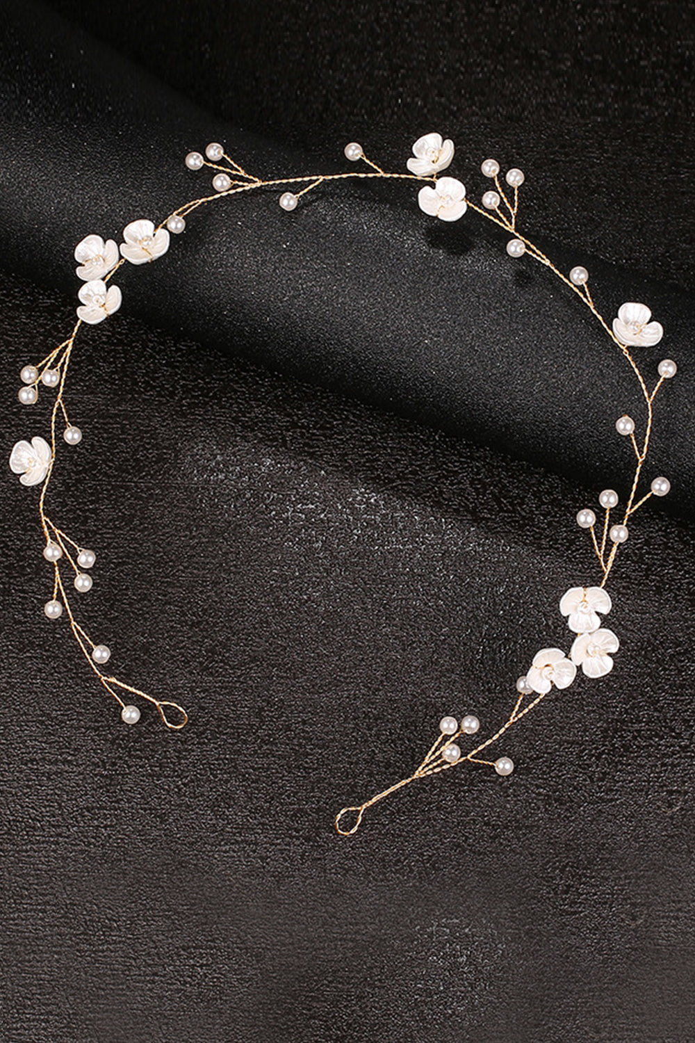 Bandeau de mariée doré à fleurs
