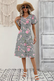 V-col Floral Imprimé Robe d’été