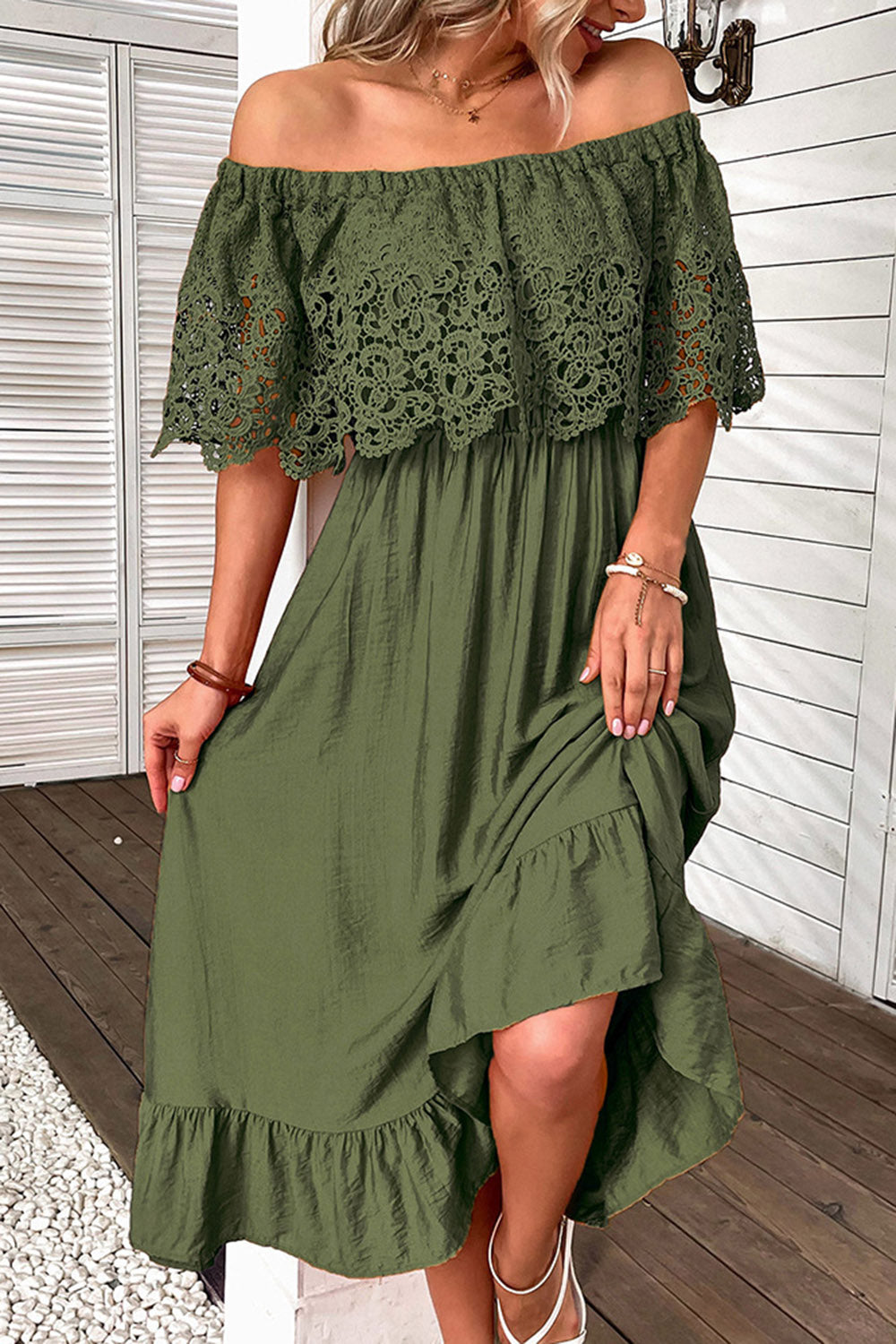 Robe maxi bohème à creux orange