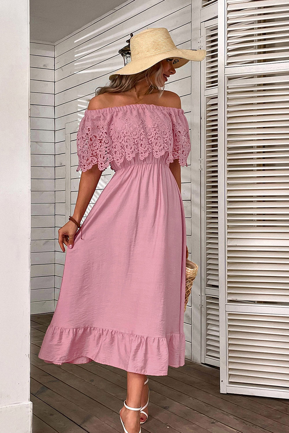 Robe maxi bohème à creux orange