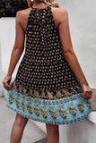 Halter Neck Bohemian Style Robe d’été imprimée verte