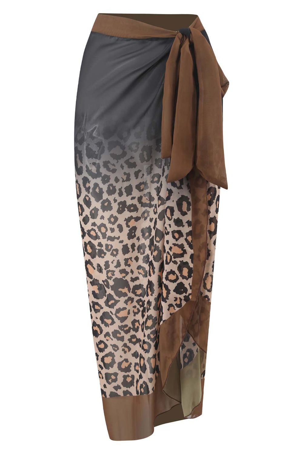 Maillot de bain marron une pièce avec jupe de plage