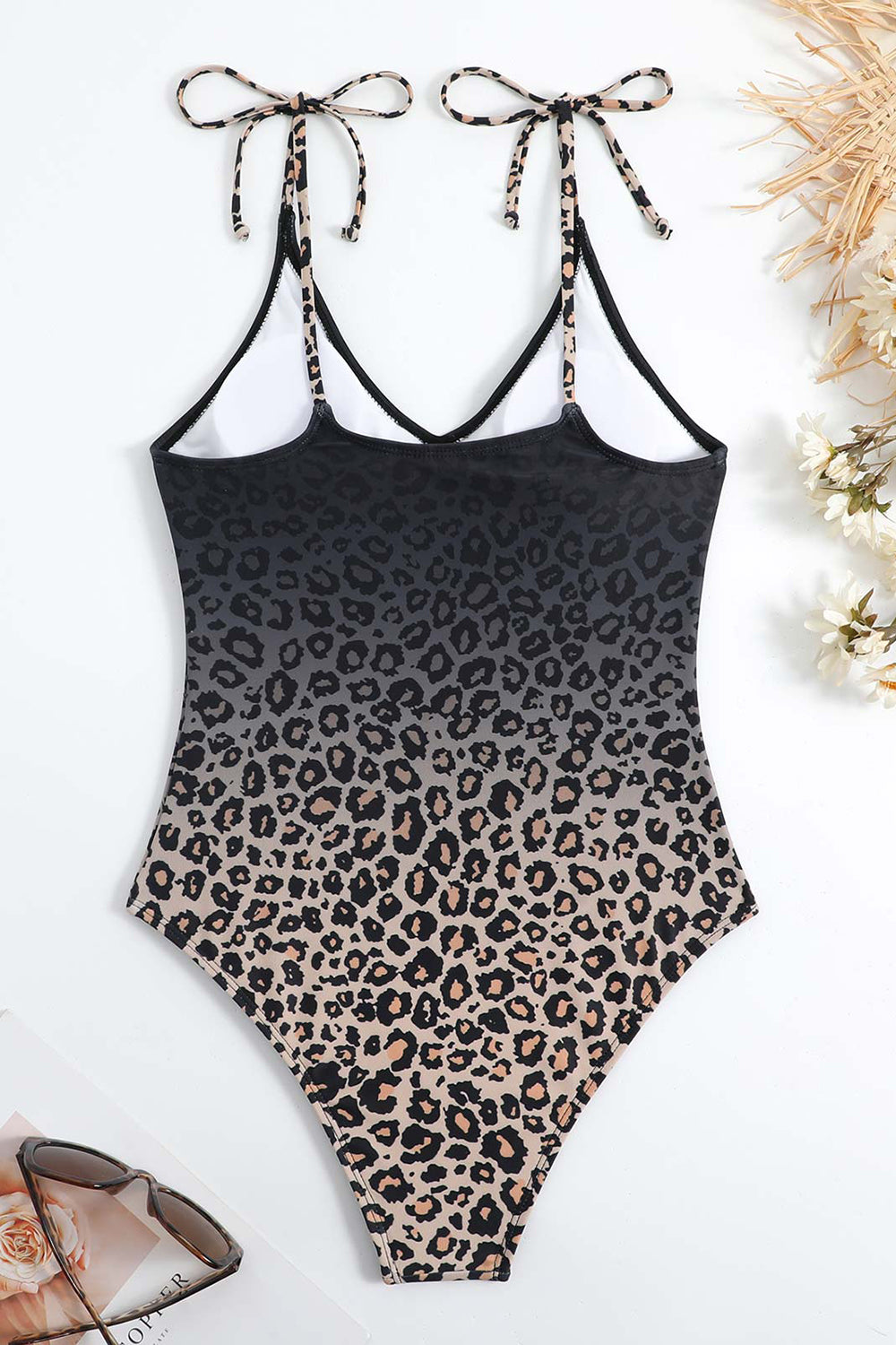 Maillot de bain marron une pièce avec jupe de plage