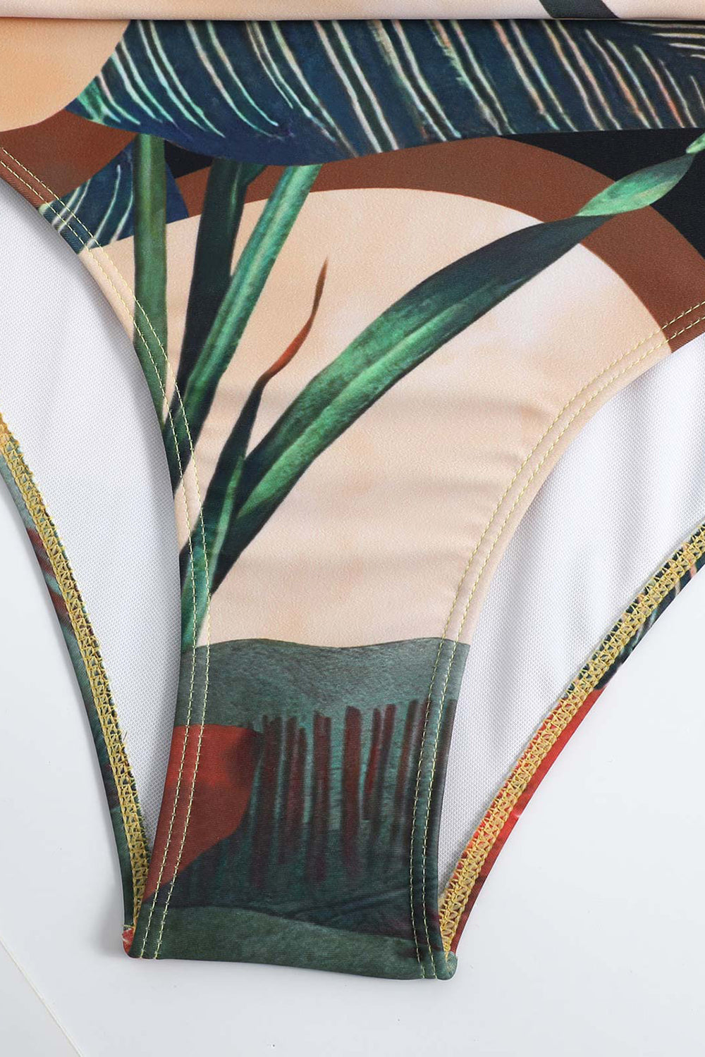 Maillot de bain une pièce de café imprimé taille haute