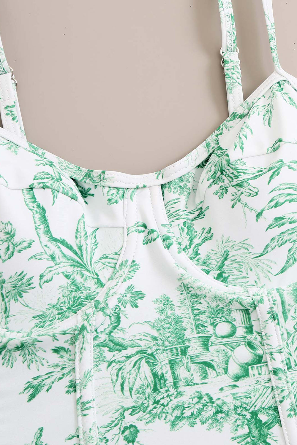 Maillot de bain taille haute taille une pièce imprimé bleu