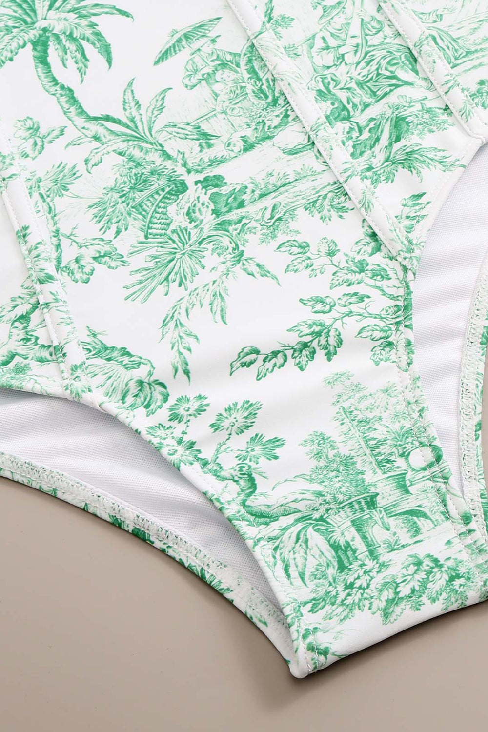 Maillot de bain taille haute taille une pièce imprimé bleu