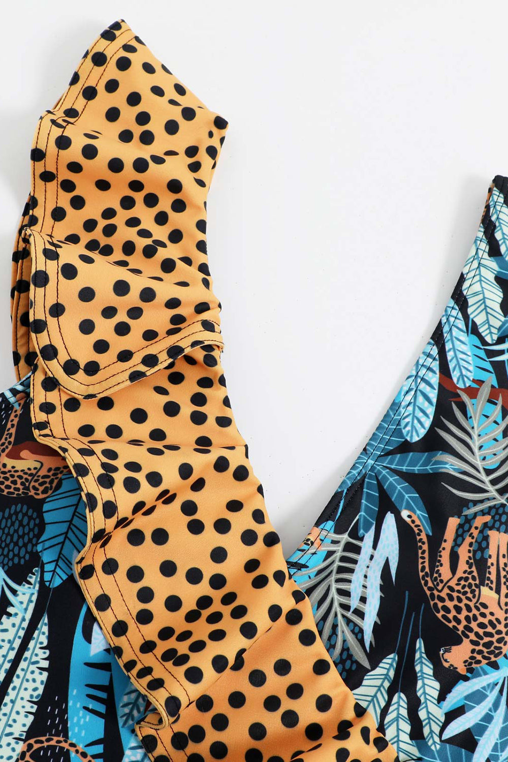 Maillots de bain une pièce imprimés verts avec volants