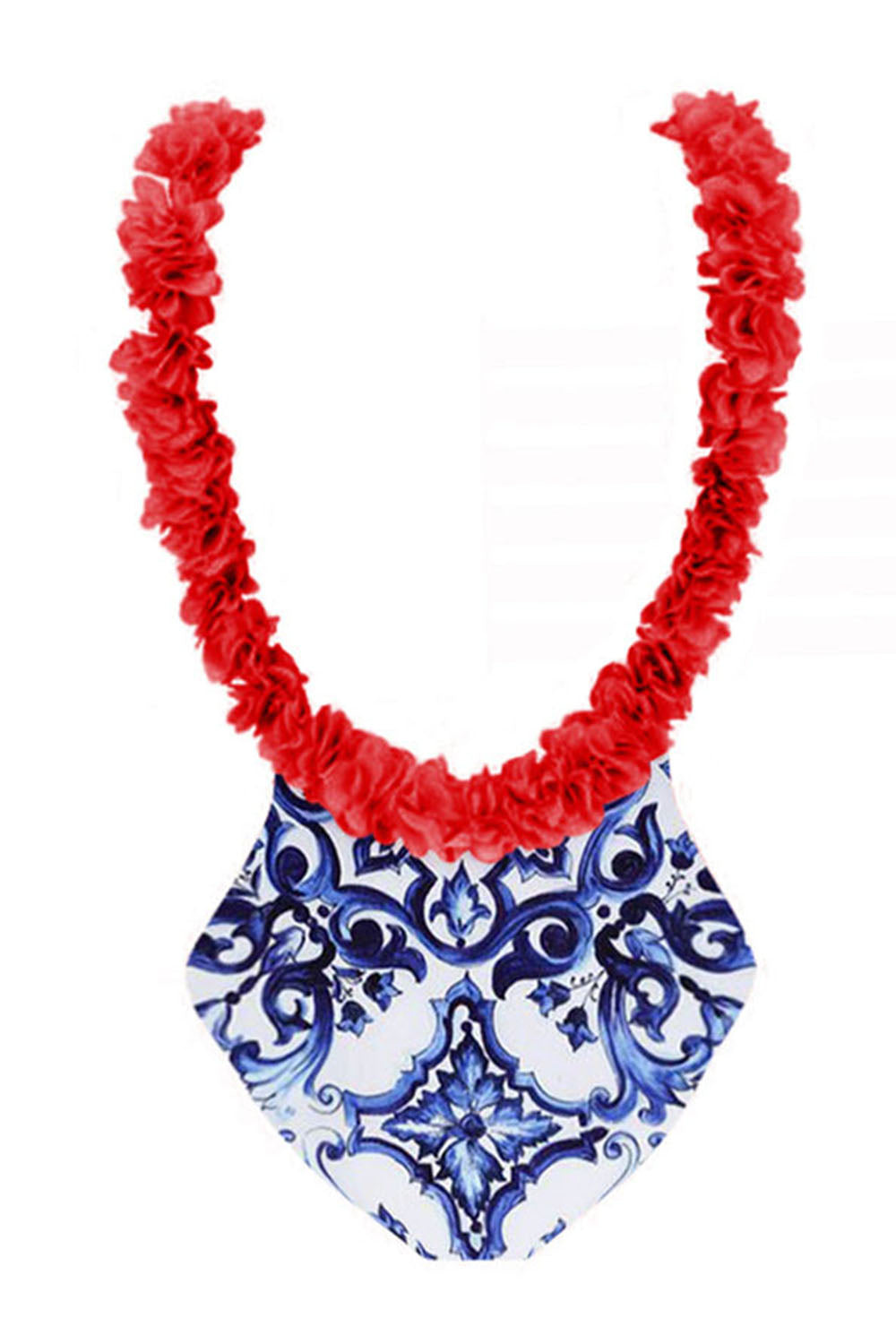 Maillot de bain taille haute taille bleue une pièce avec fleurs