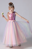 A-Line Sparkly Rose Sequins Kids Girls' Dress with Bows