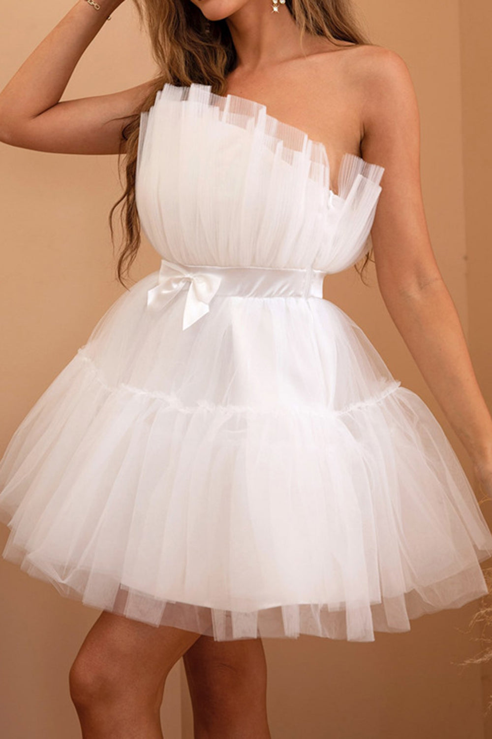Tulle Bustier Blanc Robe de soirée courte