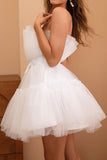 Tulle Bustier Blanc Robe de soirée courte