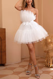 Tulle Bustier Blanc Robe de soirée courte