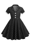 Robe noire à pois vintage pour filles