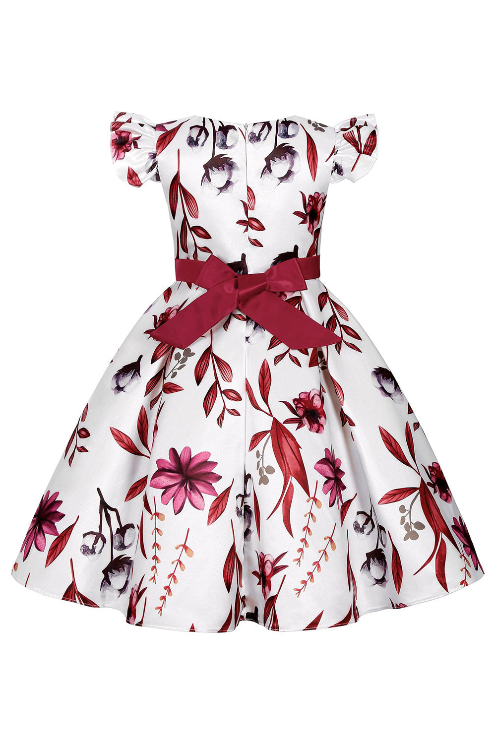 Robe de soirée bleue à manches bouffantes pour filles avec nœud papillon