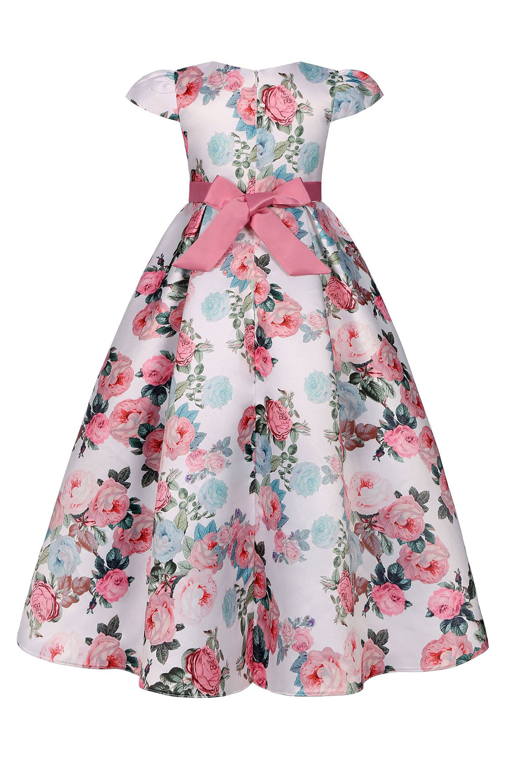 Blush Print Robe longue longue florale avec nœud papillon