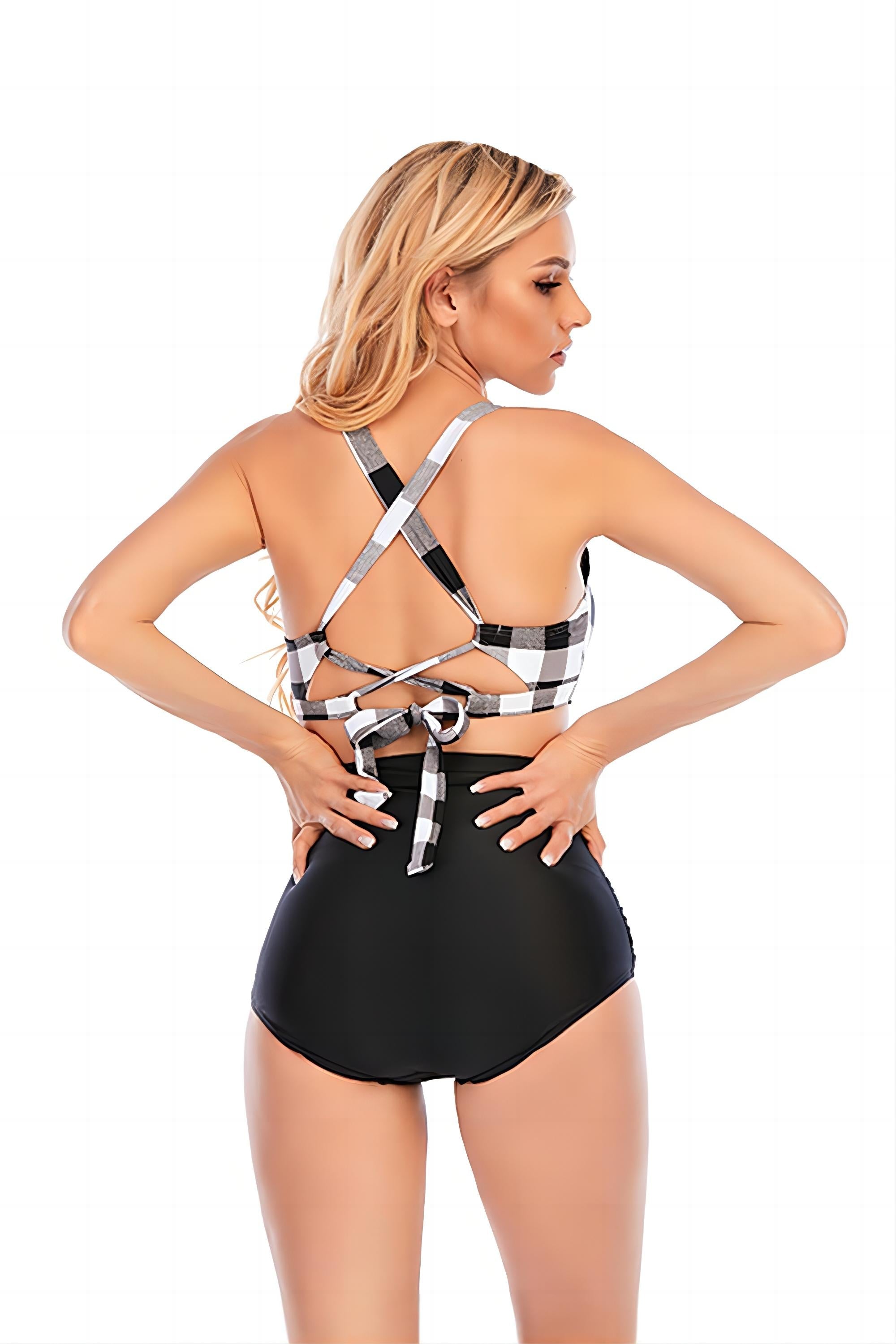 Plaid Halter Maillot de bain deux pièces