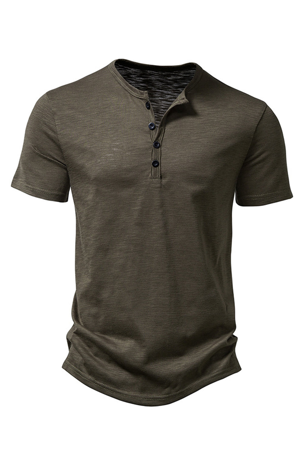 Bouton Noir Été Manches Courtes Tops pour Homme