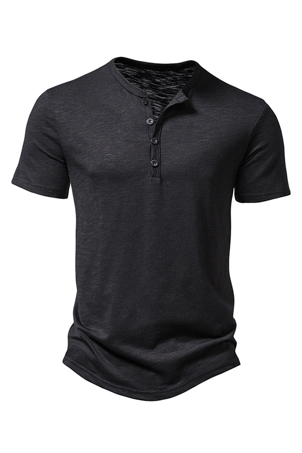 Bouton Noir Été Manches Courtes Tops pour Homme