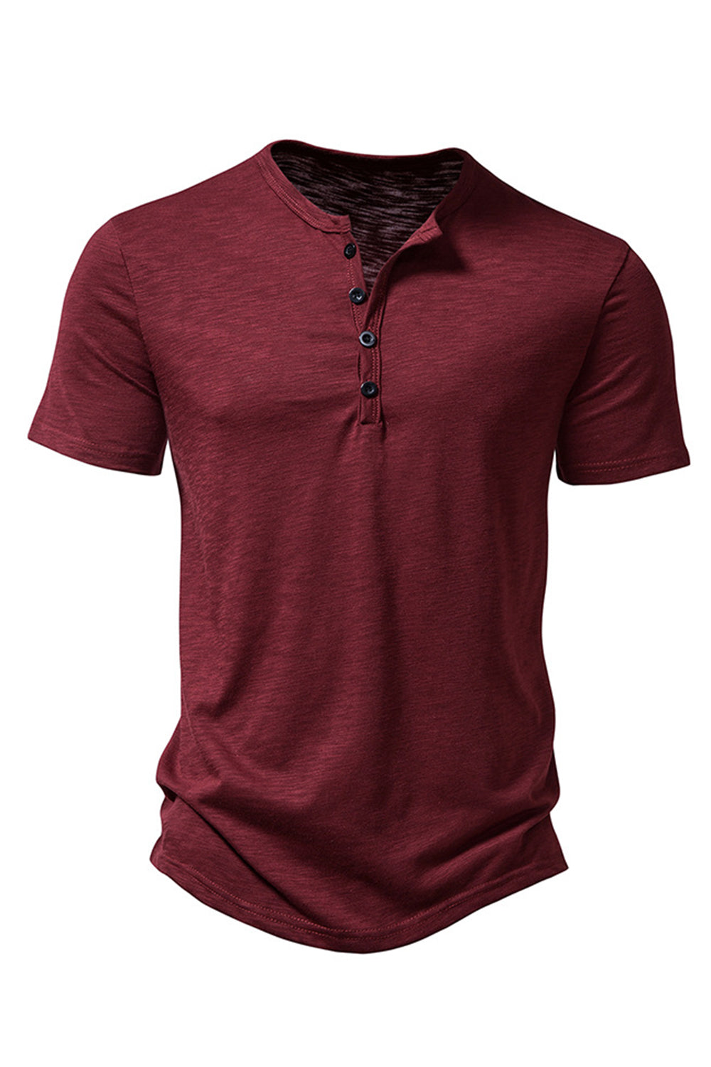 Bouton Noir Été Manches Courtes Tops pour Homme